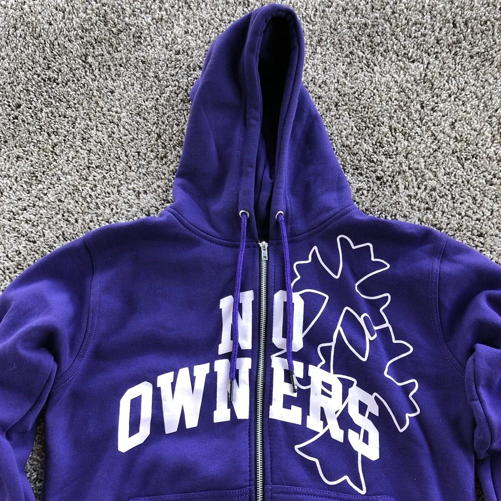 No Owners Full Zip Up Hoodie Adult Size S Lot of 2 Purple Black Crusaders Cross